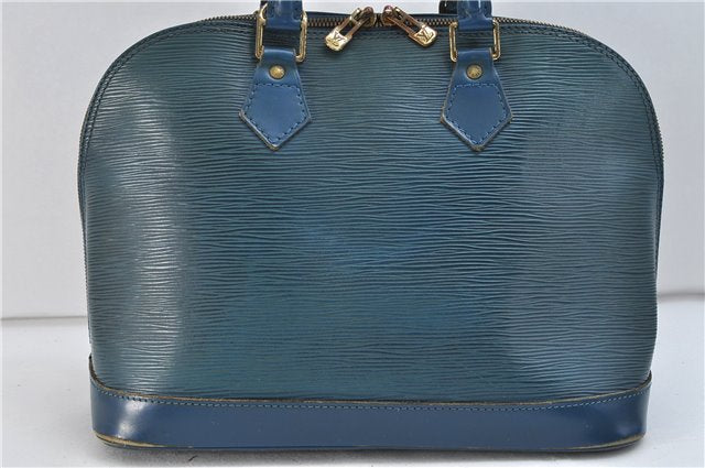 Authentic LOUIS VUITTON Epi Alma PM Hand Bag Purse Blue M52145 LV 7904C