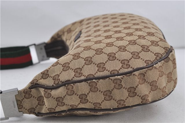 Authentic GUCCI Web Sherry Line Shoulder Cross Bag GG Canvas Leather Brown 7909D