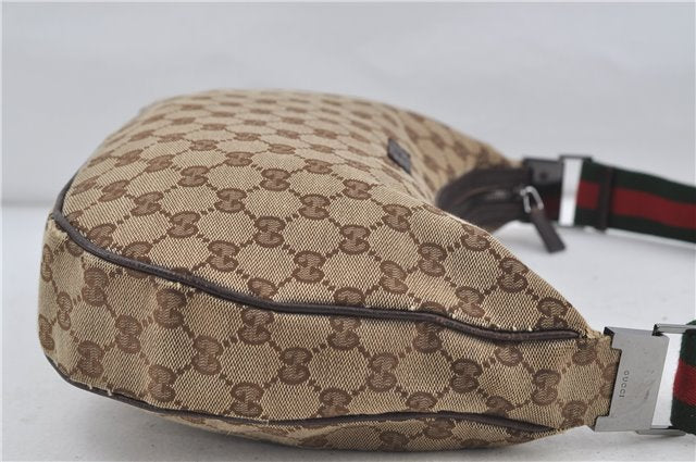 Authentic GUCCI Web Sherry Line Shoulder Cross Bag GG Canvas Leather Brown 7909D