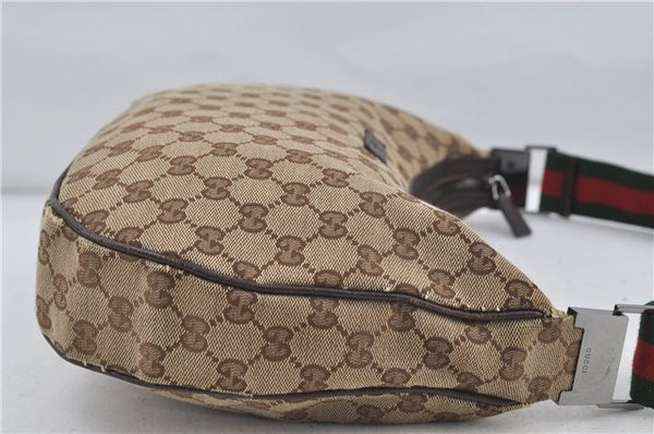Authentic GUCCI Web Sherry Line Shoulder Cross Bag GG Canvas Leather Brown 7909D