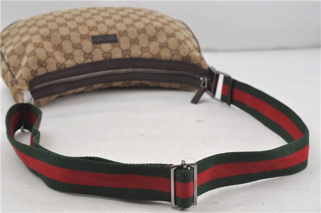 Authentic GUCCI Web Sherry Line Shoulder Cross Bag GG Canvas Leather Brown 7909D