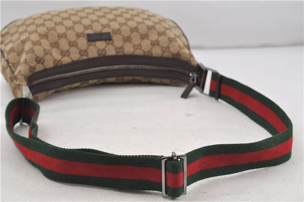 Authentic GUCCI Web Sherry Line Shoulder Cross Bag GG Canvas Leather Brown 7909D