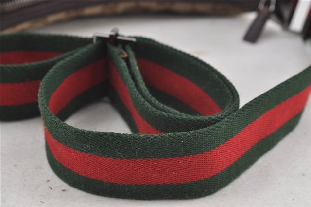 Authentic GUCCI Web Sherry Line Shoulder Cross Bag GG Canvas Leather Brown 7909D