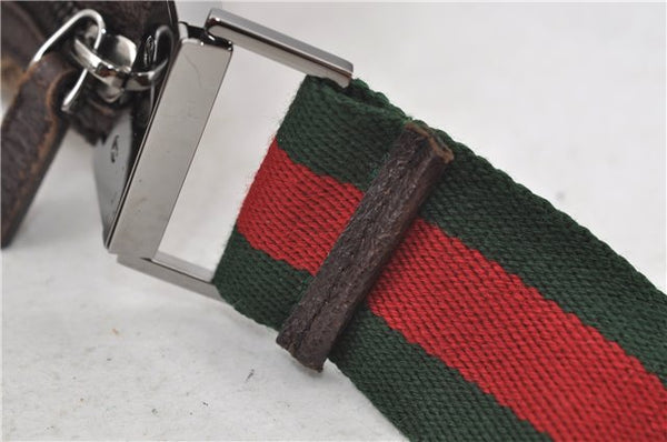 Authentic GUCCI Web Sherry Line Shoulder Cross Bag GG Canvas Leather Brown 7909D
