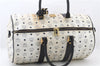 Authentic MCM Visetos Leather Vintage 2Way Travel Boston Hand Bag White 7914C