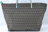 Authentic FENDI Zucchino Shoulder Tote Bag Canvas Leather Black Light Blue 7920A