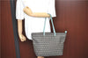 Authentic FENDI Zucchino Shoulder Tote Bag Canvas Leather Black Light Blue 7920A