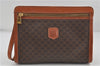 Authentic CELINE Macadam Blason Pattern Clutch Hand Bag PVC Leather Brown 7920D