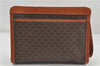 Authentic CELINE Macadam Blason Pattern Clutch Hand Bag PVC Leather Brown 7920D