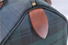 Auth POLO Ralph Lauren Check Pattern PVC Leather Hand Boston Bag Green 7923C