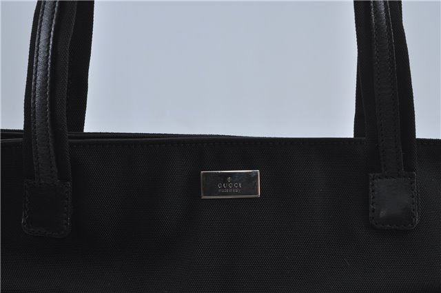 Authentic GUCCI Shoulder Tote Bag Purse Nylon Leather 0021076 Black 7924B