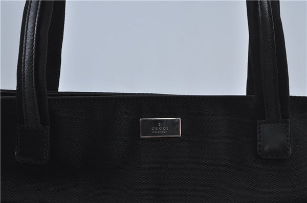 Authentic GUCCI Shoulder Tote Bag Purse Nylon Leather 0021076 Black 7924B