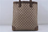 Authentic GUCCI Hand Tote Bag GG Canvas Leather 0021121 Brown 7929D