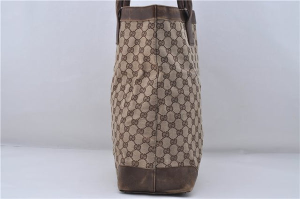 Authentic GUCCI Hand Tote Bag GG Canvas Leather 0021121 Brown 7929D