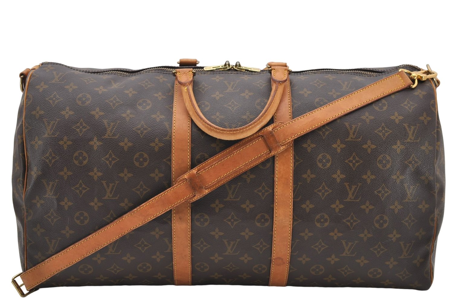 Auth Louis Vuitton Monogram Keepall Bandouliere 55 Boston Bag M41414 LV 7934D