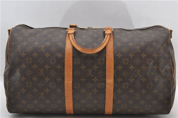 Auth Louis Vuitton Monogram Keepall Bandouliere 55 Boston Bag M41414 LV 7934D