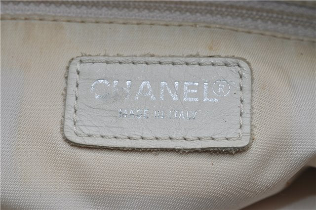 Authentic CHANEL New Travel Line Shoulder Tote Bag Nylon Leather Beige 7935D