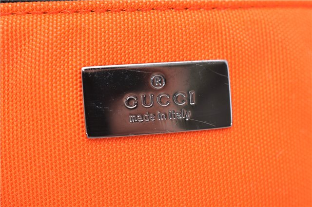 Authentic GUCCI Vanity Case Pouch Purse Nylon Enamel 0390950 Orange 7936C