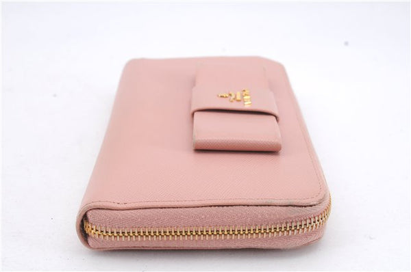 Authentic PRADA Saffiano Ribbon Leather Long Wallet Purse Pink 7939D