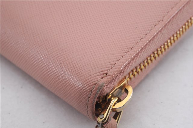 Authentic PRADA Saffiano Ribbon Leather Long Wallet Purse Pink 7939D