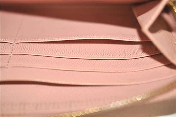 Authentic PRADA Saffiano Ribbon Leather Long Wallet Purse Pink 7939D