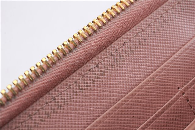 Authentic PRADA Saffiano Ribbon Leather Long Wallet Purse Pink 7939D