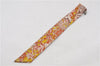 Authentic HERMES Twilly Scarf Flower Motif Silk Brown Pink 7946C