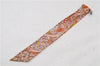 Authentic HERMES Twilly Scarf Flower Motif Silk Brown Pink 7946C