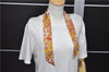 Authentic HERMES Twilly Scarf Flower Motif Silk Brown Pink 7946C