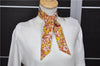Authentic HERMES Twilly Scarf Flower Motif Silk Brown Pink 7946C