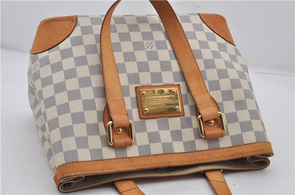 Authentic Louis Vuitton Damier Azur Hampstead PM N51207 Shoulder Tote Bag 7963E