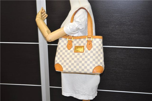 Authentic Louis Vuitton Damier Azur Hampstead PM N51207 Shoulder Tote Bag 7963E