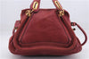 Authentic Chloe Paraty 2Way Shoulder Hand Bag Leather Red 7967D