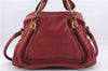 Authentic Chloe Paraty 2Way Shoulder Hand Bag Leather Red 7967D