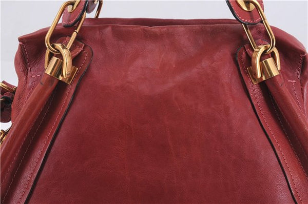 Authentic Chloe Paraty 2Way Shoulder Hand Bag Leather Red 7967D