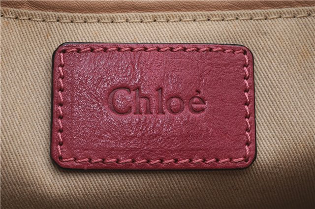 Authentic Chloe Paraty 2Way Shoulder Hand Bag Leather Red 7967D