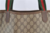 Authentic GUCCI Web Sherry Line Shoulder Tote Bag PVC Leather Brown 7969D