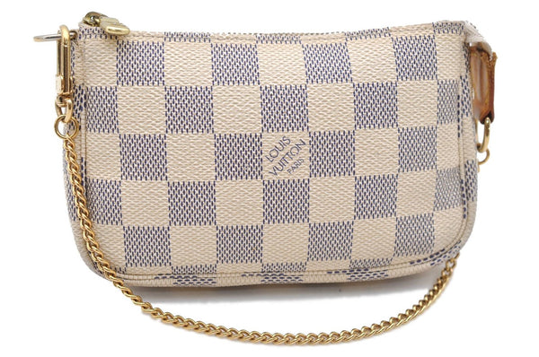 Auth LOUIS VUITTON Damier Azur Mini Pochette Accessoires Pouch N58010 LV 7970C