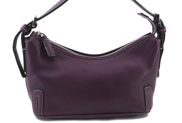 Authentic BURBERRY Vintage Leather Shoulder Hand Bag Purse Purple 7972C