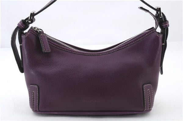 Authentic BURBERRY Vintage Leather Shoulder Hand Bag Purse Purple 7972C