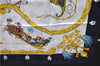 Authentic HERMES Carre 90 Scarf "Plumes et Grelots" Silk Navy 7974C