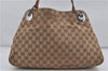 Authentic GUCCI Vintage Shoulder Tote Bag GG Canvas Leather Brown Beige 7975D