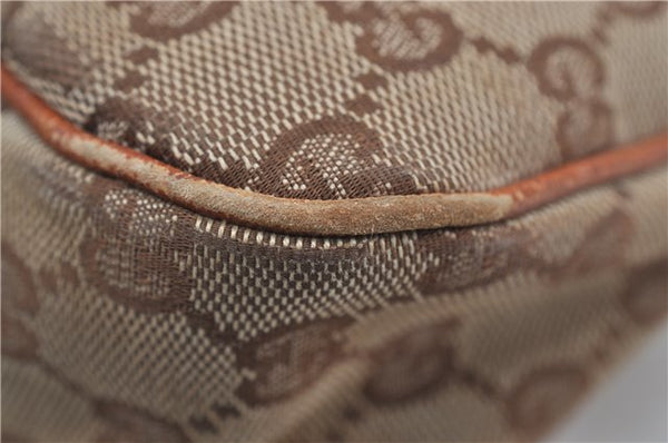 Authentic GUCCI Vintage Shoulder Tote Bag GG Canvas Leather Brown Beige 7975D