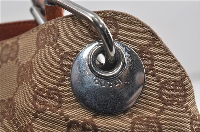 Authentic GUCCI Vintage Shoulder Tote Bag GG Canvas Leather Brown Beige 7975D