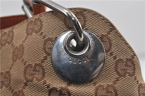 Authentic GUCCI Vintage Shoulder Tote Bag GG Canvas Leather Brown Beige 7975D
