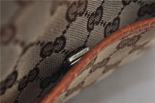 Authentic GUCCI Vintage Shoulder Tote Bag GG Canvas Leather Brown Beige 7975D