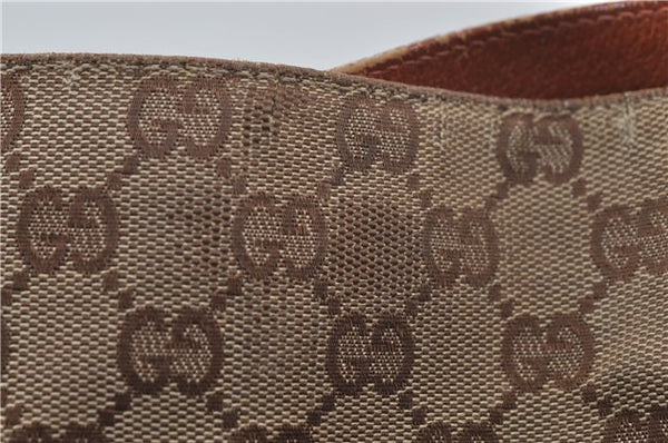 Authentic GUCCI Vintage Shoulder Tote Bag GG Canvas Leather Brown Beige 7975D
