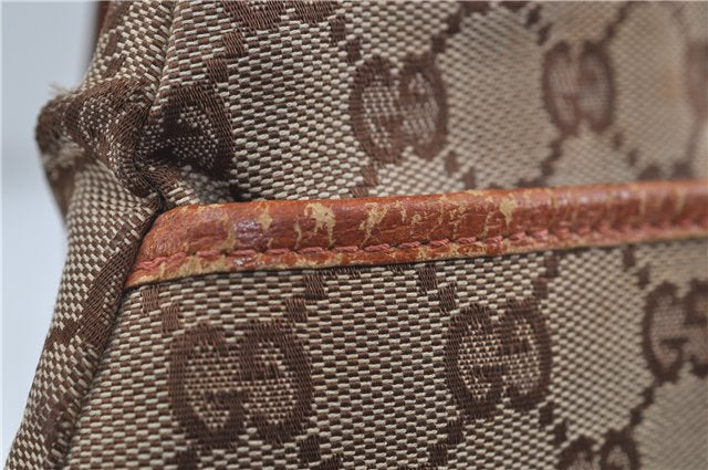 Authentic GUCCI Vintage Shoulder Tote Bag GG Canvas Leather Brown Beige 7975D