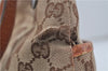 Authentic GUCCI Vintage Shoulder Tote Bag GG Canvas Leather Brown Beige 7975D
