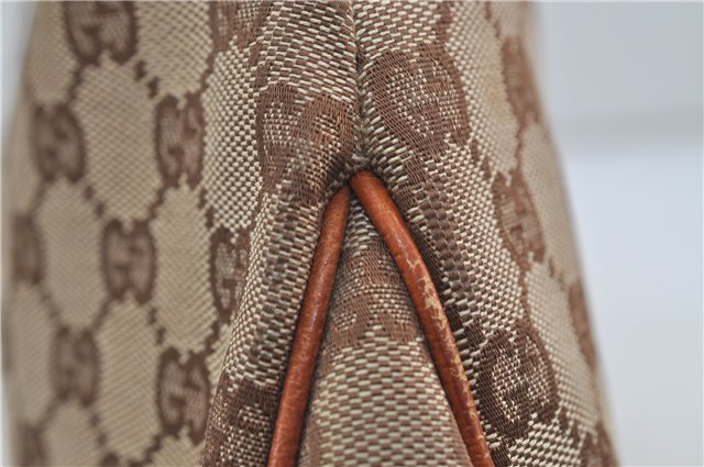 Authentic GUCCI Vintage Shoulder Tote Bag GG Canvas Leather Brown Beige 7975D